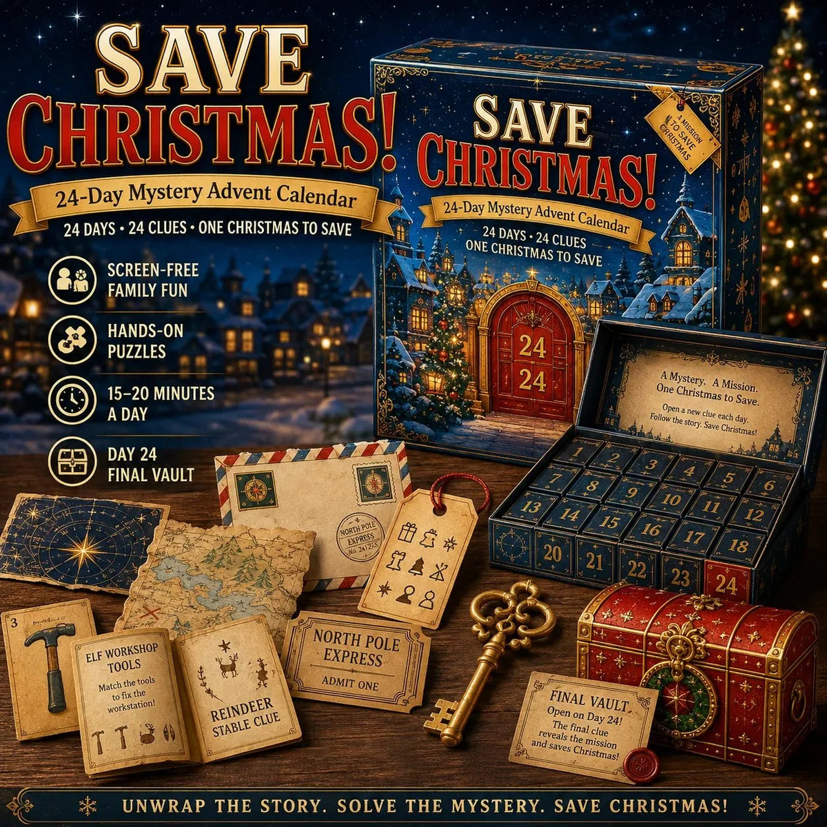 Puzzle Advent Calendar 24-Day Screen-Free Mystery Adventure