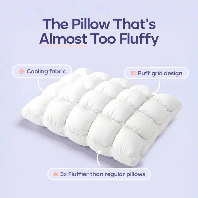 Quilted Pillow Cooling Ice Silk 12-Chamber Microfiber Fill