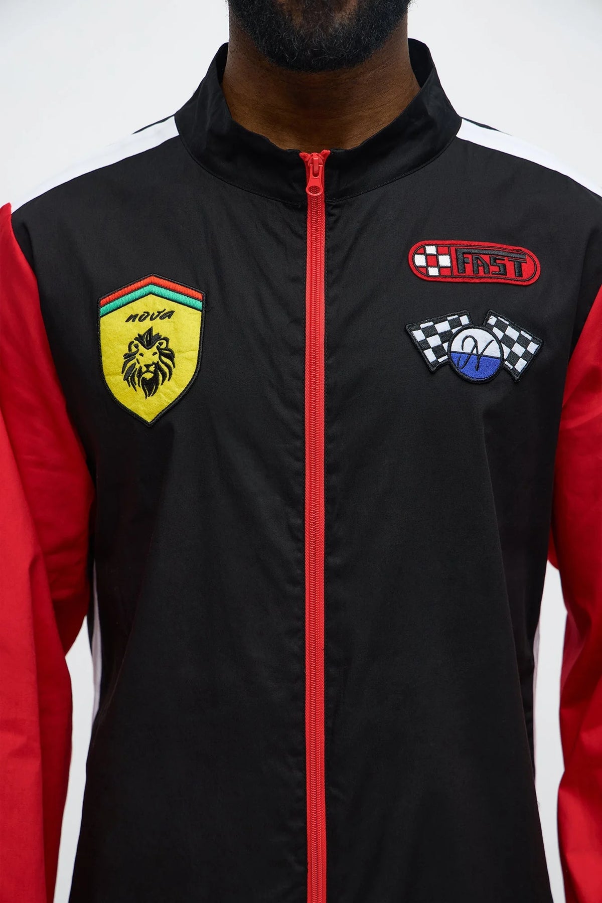 Racing Jumpsuit Woven Cotton Full-Length Front Zipper