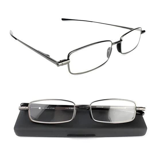 Reading Glasses Foldable Spring Hinges Slim Case Included