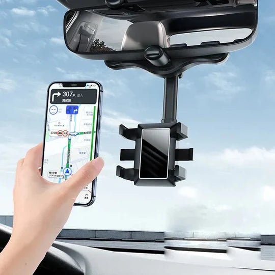 Rearview Mirror Phone Mount 360° Rotating Retractable Arm