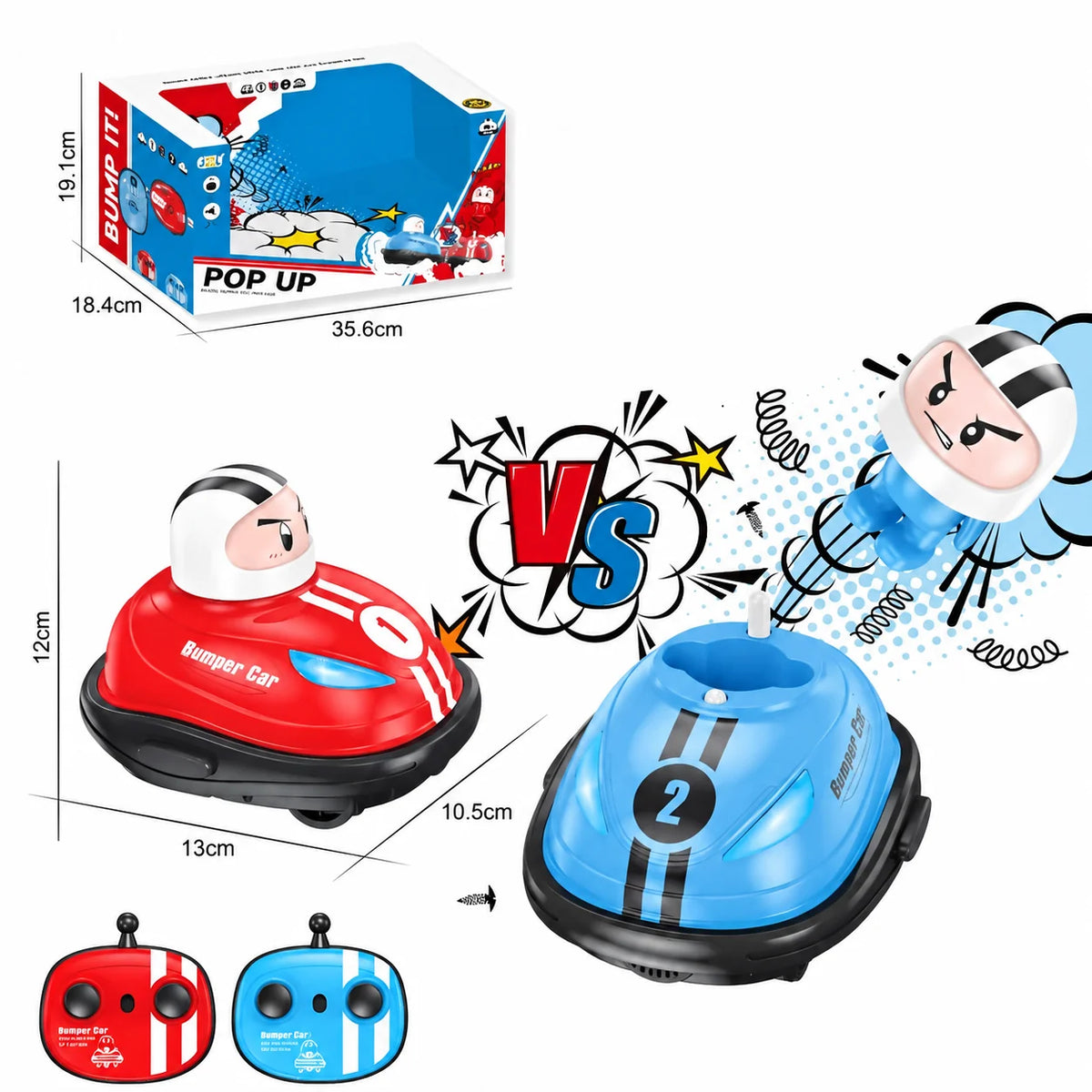 Remote-Controlled Car Set Collision-Activated Pop-Up Set of 2