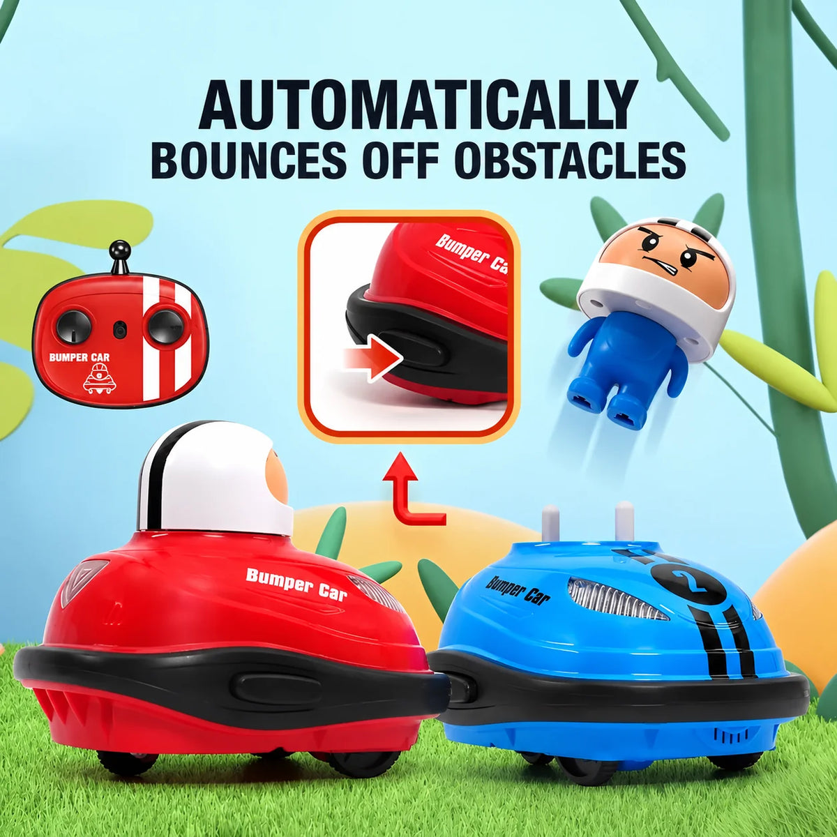 Remote-Controlled Car Set Collision-Activated Pop-Up Set of 2