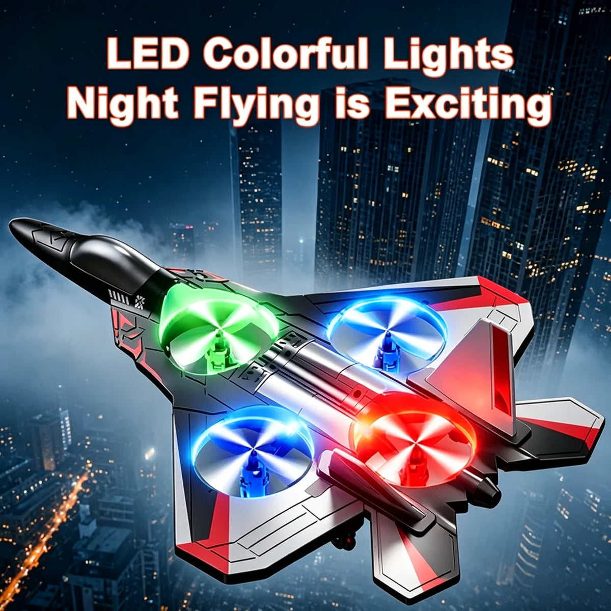 Remote-Controlled Jet 360-Degree Stunts & LED Lights Shock-Resistant