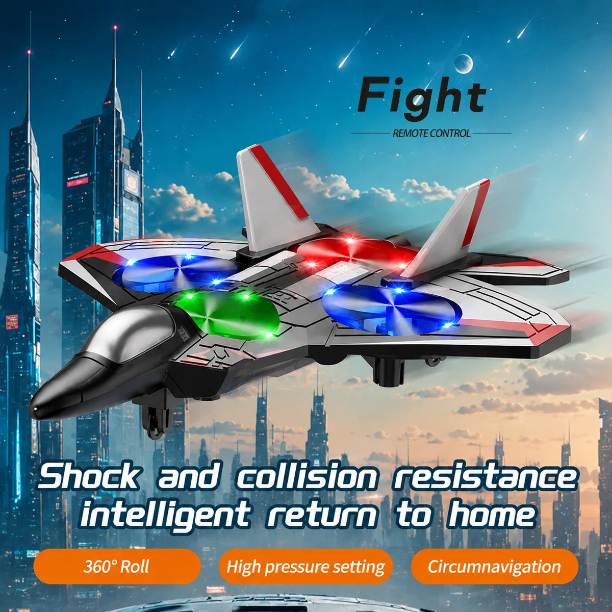 Remote-Controlled Jet Beginner-Friendly 360Β° Stunt & LED Lights