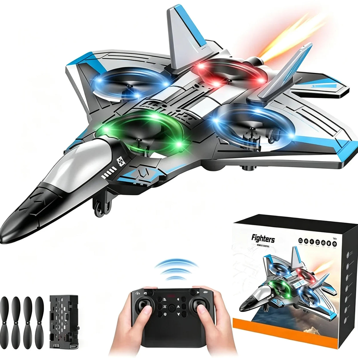 Remote-Controlled Jet Beginner-Friendly 360° Stunt & LED Lights