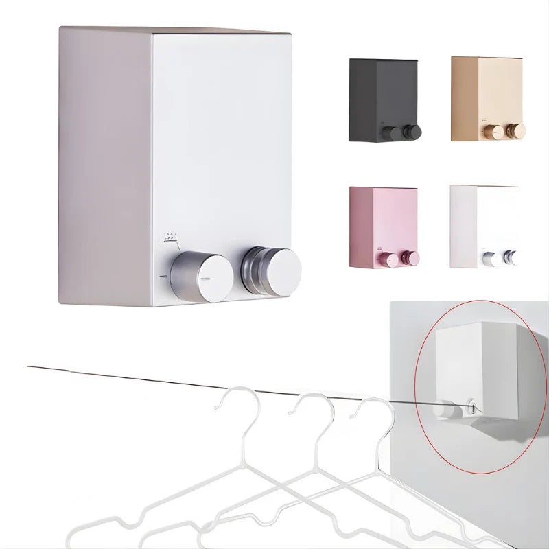 Retractable Clothesline 13.8 Ft Nylon Space-Saving Wall-Mount