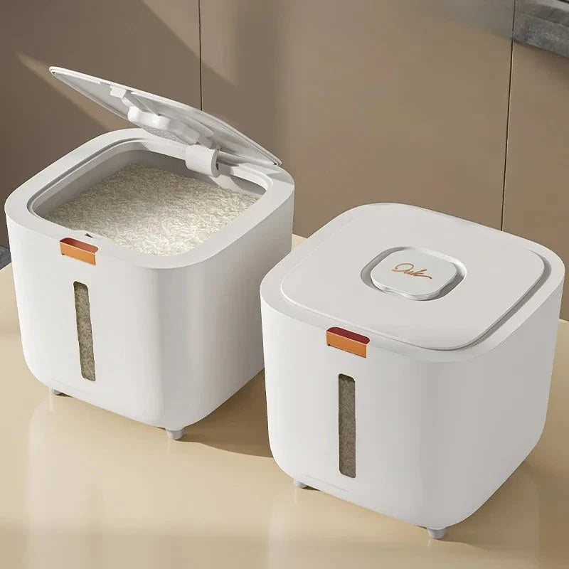 Rice Storage Bin Sealed Flip-Top Lid Fill-Level Window