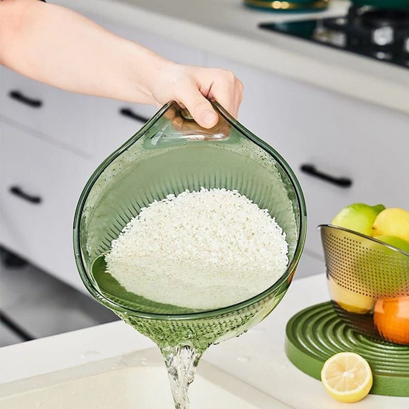 Rice Washing Bowl Fine Sieve & Pour Spout