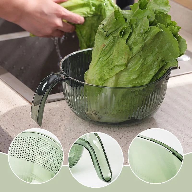 Rice Washing Bowl Fine Sieve & Pour Spout