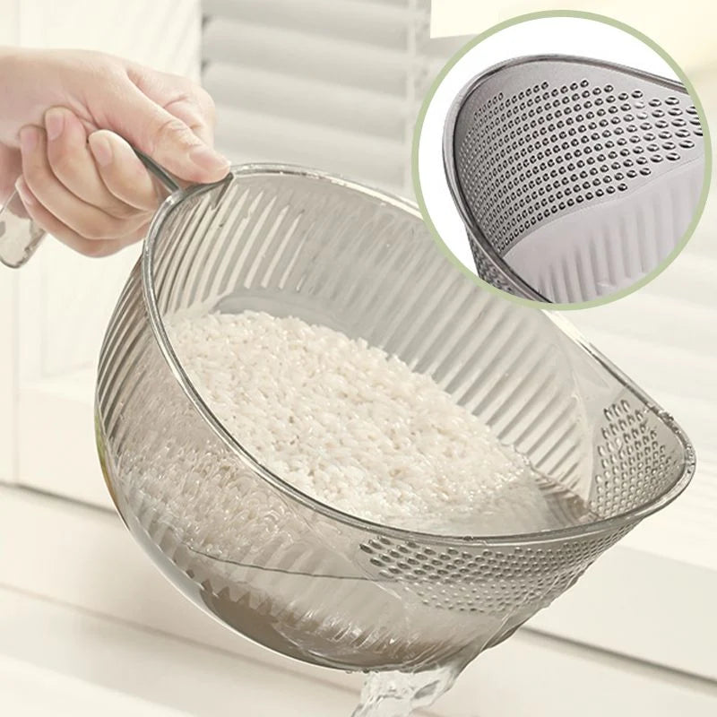Rice Washing Bowl Fine Sieve Pouring Spout Ergonomic Handle