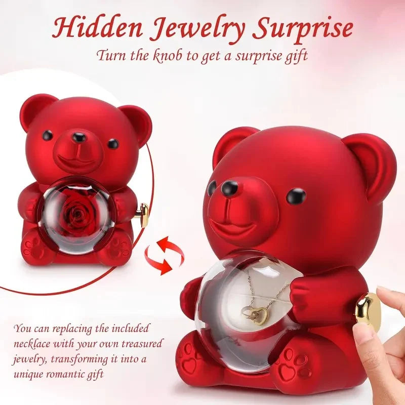 Ring And Necklace Set Rose Bear Heart Charms