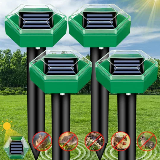 Rodent Repeller Solar-Powered Ultrasonic Spikes Weather-Resistant