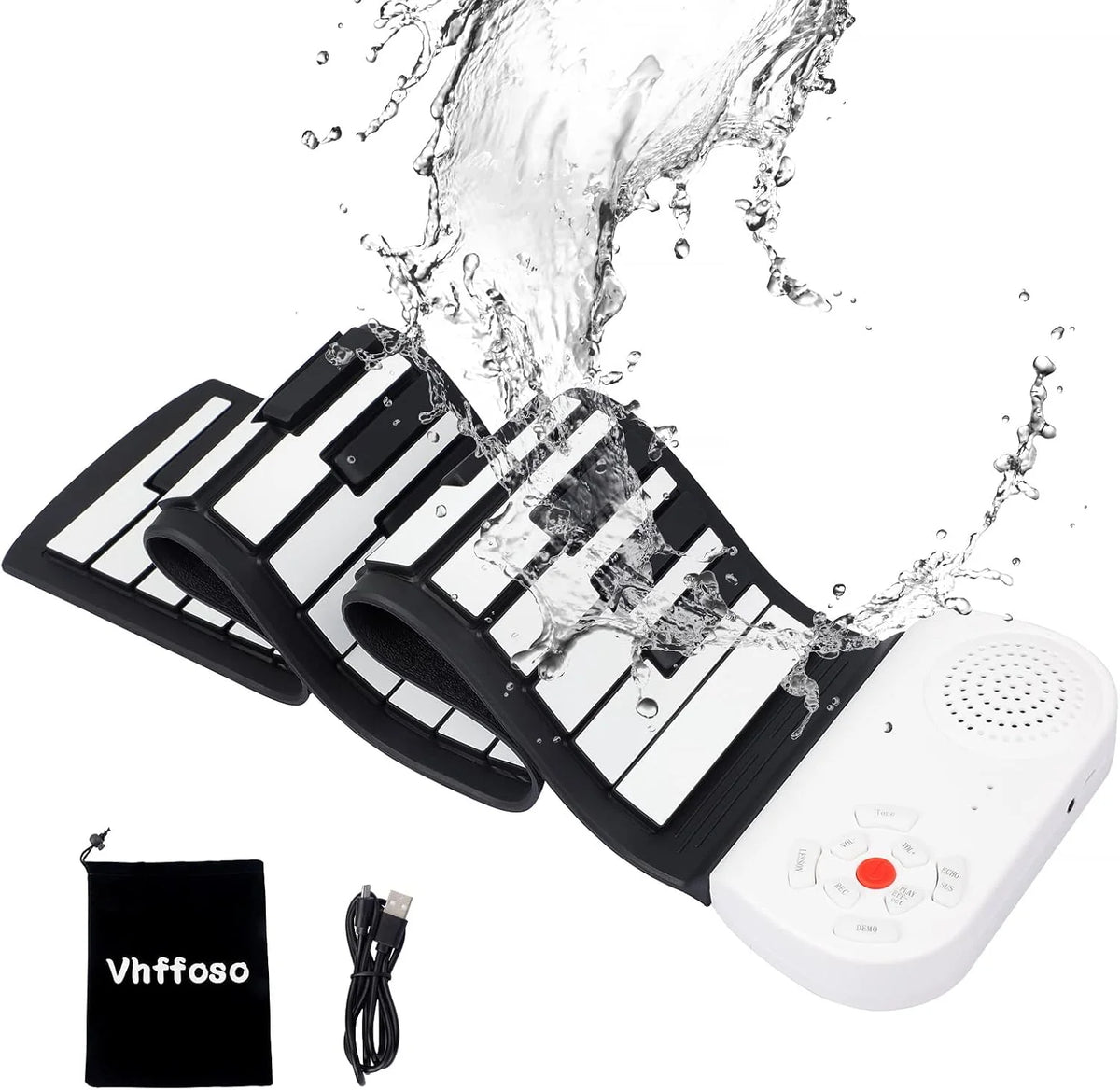 Roll-Up Piano Keyboard 49 Keys Rechargeable Built-In Speakers