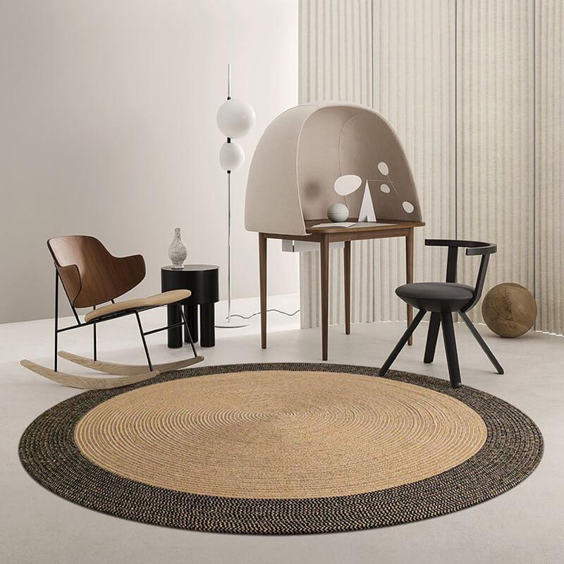 Round Jute Rug Handwoven Reversible Dense Weave
