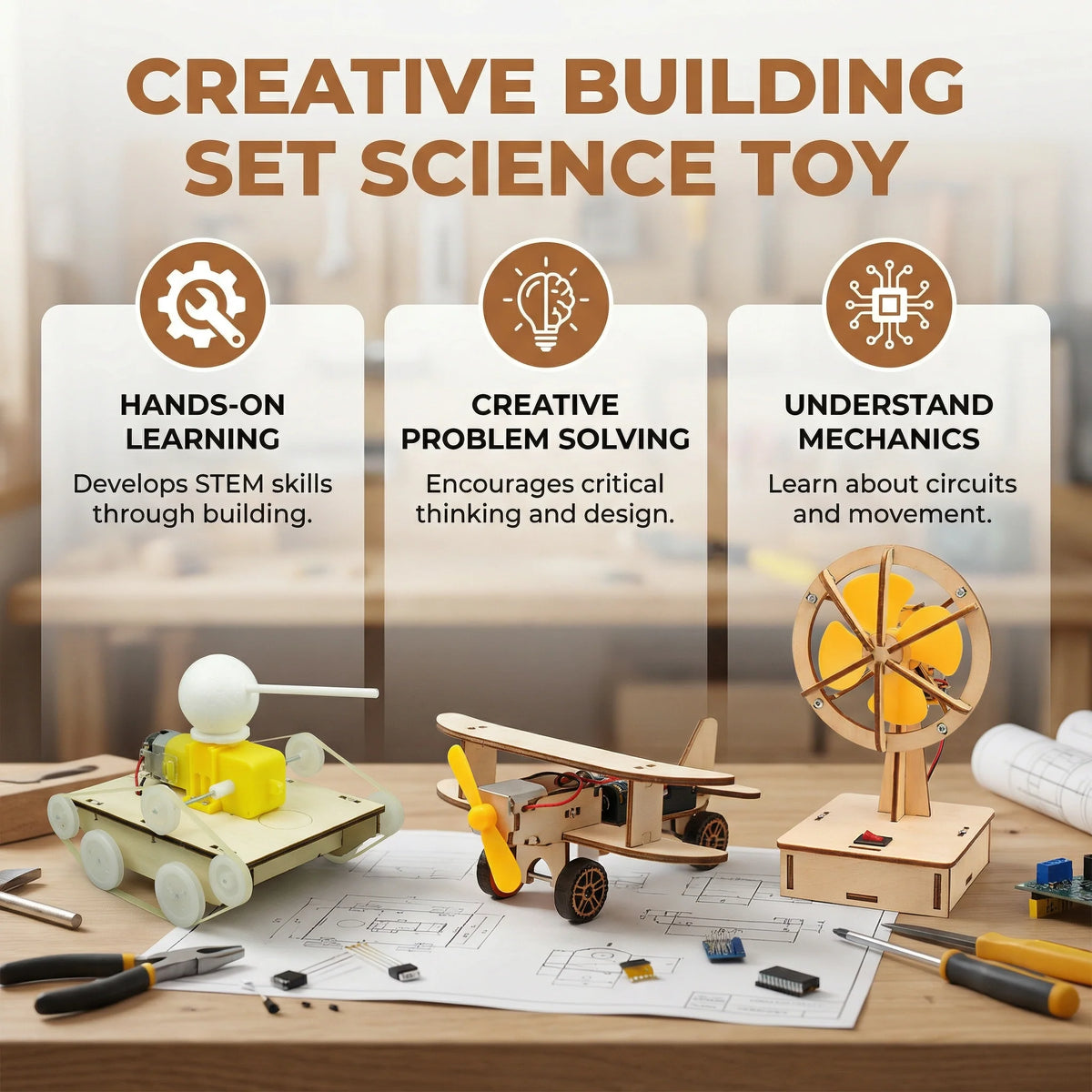 STEM Building Kit Snap-Together Hands-On Engineering Models