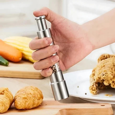 Salt & Pepper Grinder One-Hand Push Stainless Steel 2-Pack