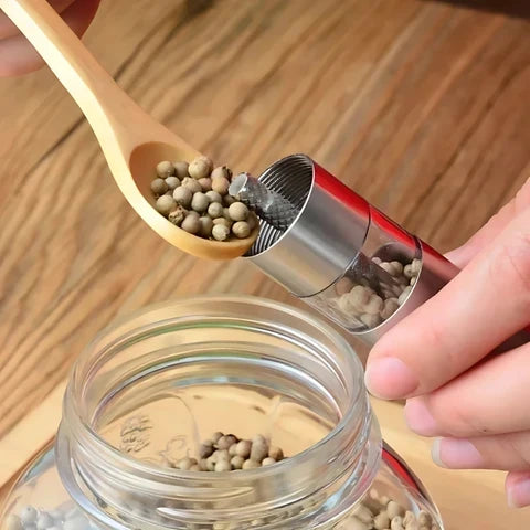 Salt & Pepper Grinder One-Hand Push Stainless Steel 2-Pack