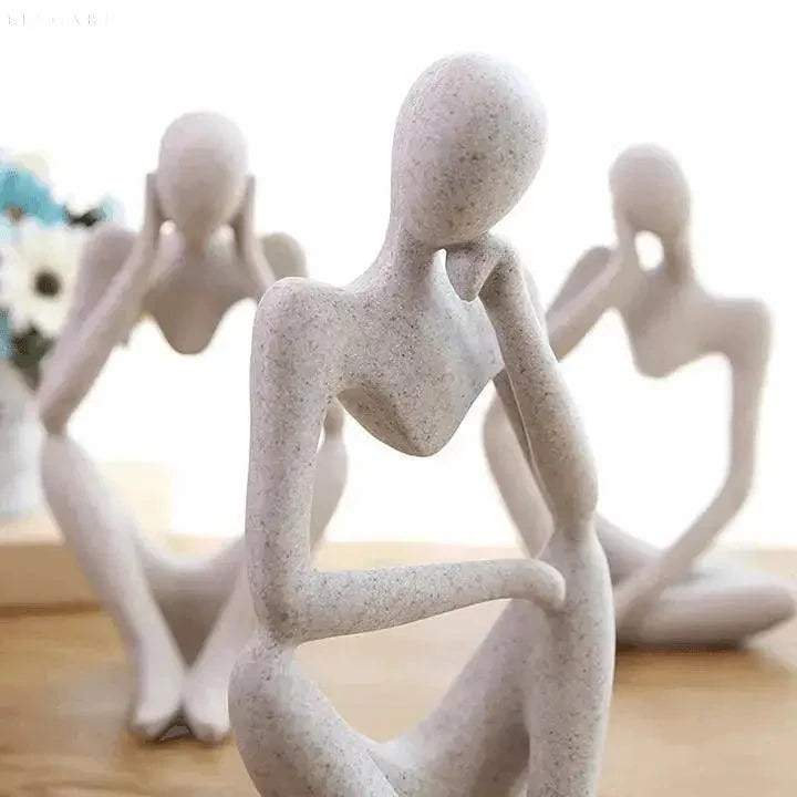 Sculpture Minimalist Seated Matte Resin Free-Standing