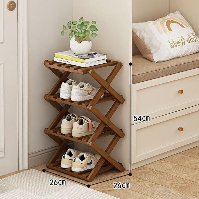 Shoe Rack Bamboo Foldable Tiered Storage