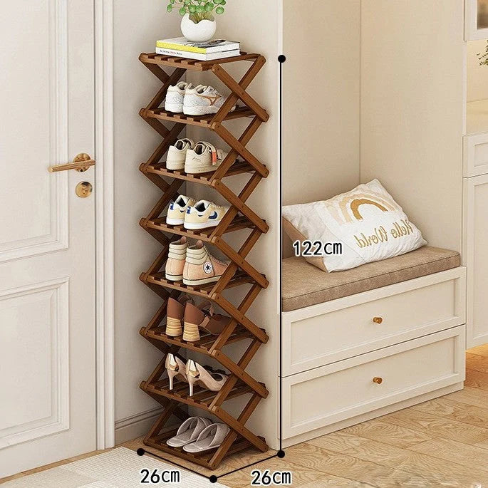 Shoe Rack Bamboo Foldable Tiered Storage