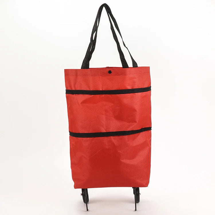 Shopping Bag Foldable 2-In-1 Tote & Rolling Trolley