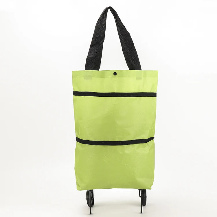 Shopping Bag Foldable 2-In-1 Tote & Rolling Trolley