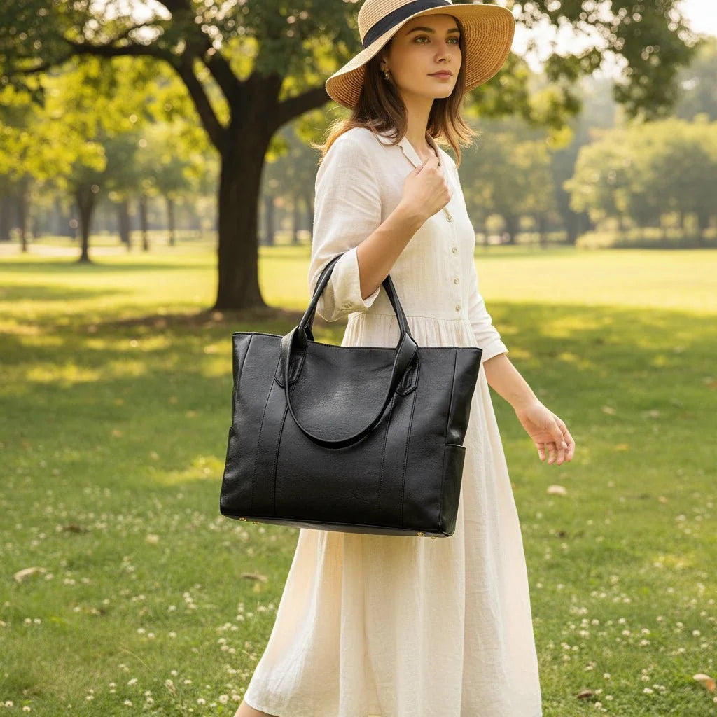 Shoulder Bag Smooth Faux Leather Spacious Inner Pockets