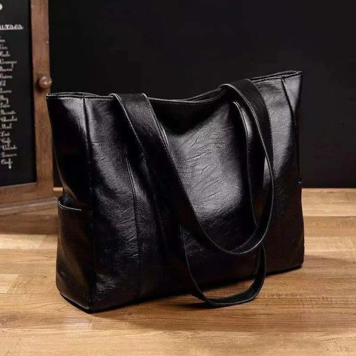 Shoulder Bag Smooth Faux Leather Spacious Inner Pockets