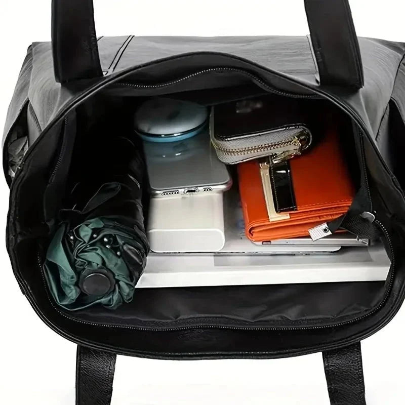Shoulder Bag Smooth Faux Leather Spacious Inner Pockets