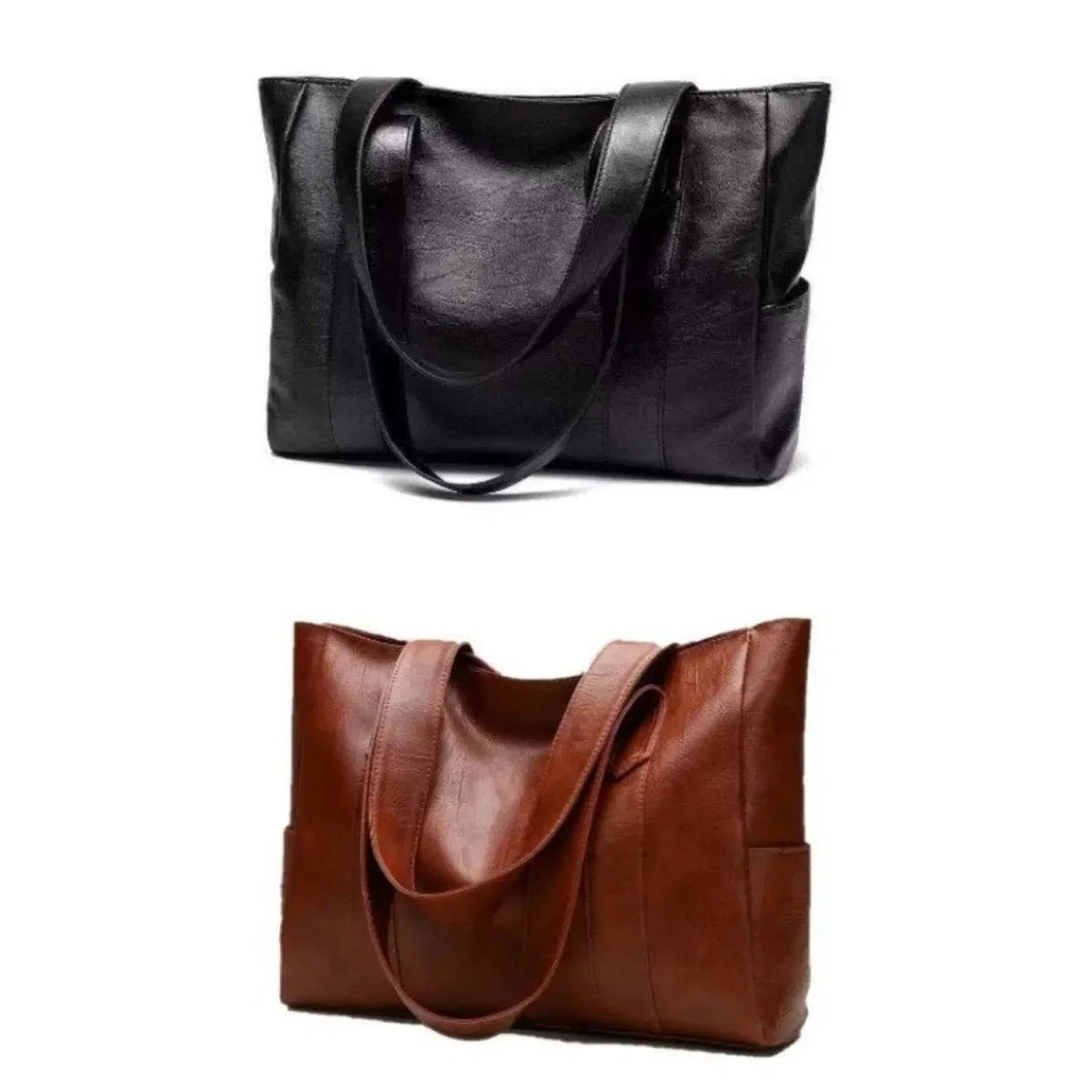 Shoulder Bag Smooth Faux Leather Spacious Inner Pockets