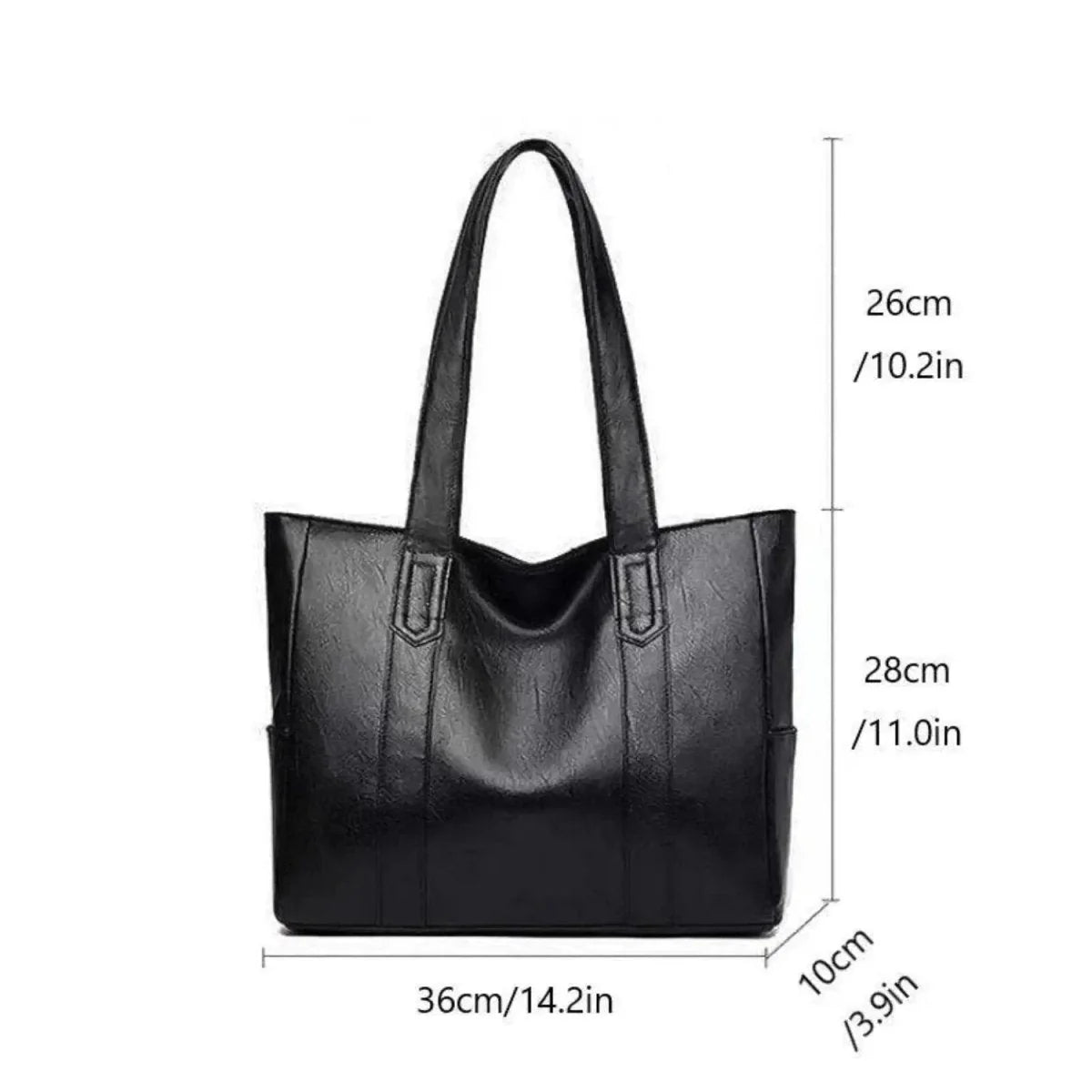 Shoulder Bag Smooth Faux Leather Spacious Inner Pockets