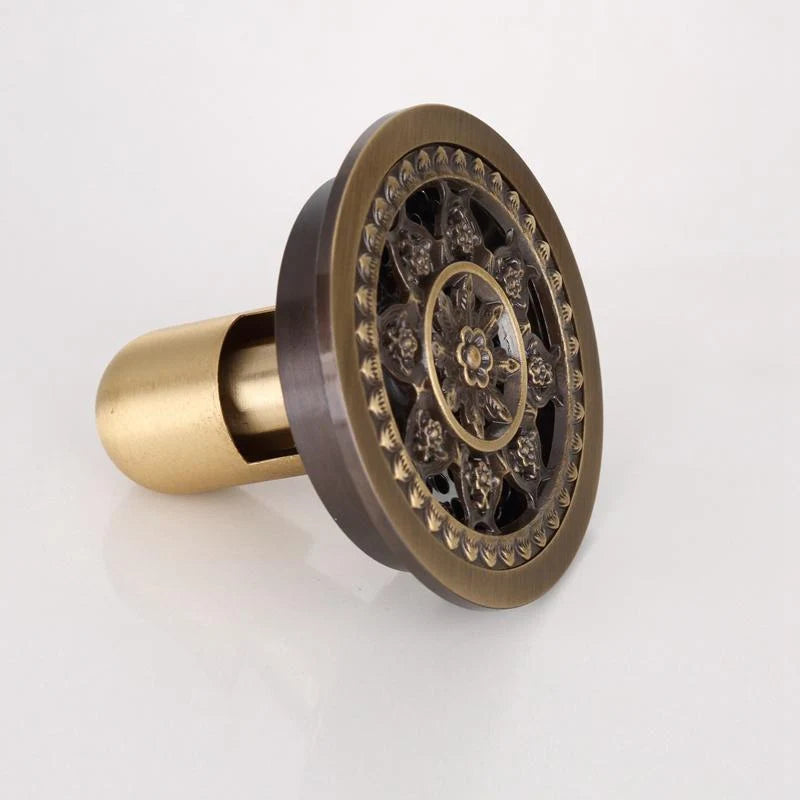 Shower Drain Brass Antique Finish Odor-Reducing 4 Inch