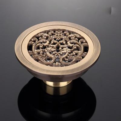 Shower Drain Brass Antique Finish Odor-Reducing 4 Inch