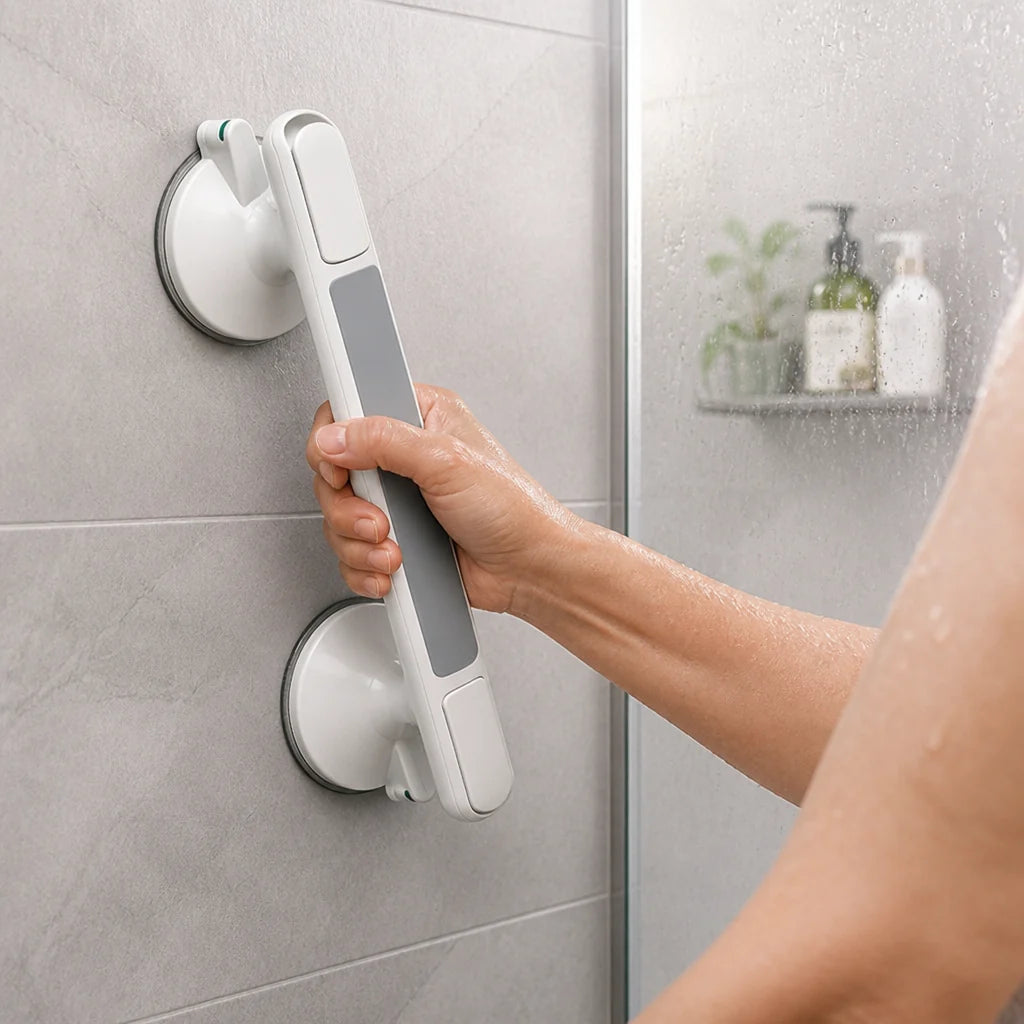 Shower Grab Handle Locking Suction Mount & Safety Indicator