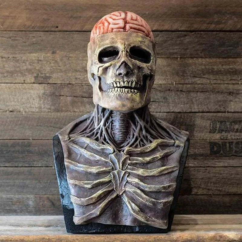 Skeleton Costume Skull Mask Printed Spine & Rib Cage