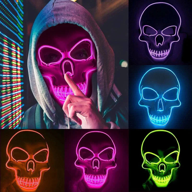 Skeleton Mask 10-Color LED 4 Lighting Modes Comfortable Fit