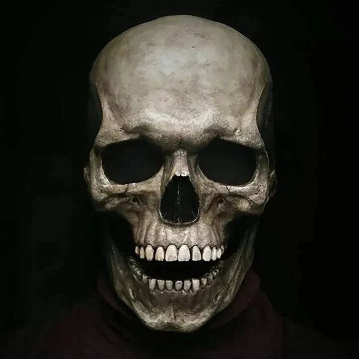 Skull Mask Latex Full-Head Coverage Movable Jaw Breathable & Tear-Resistant