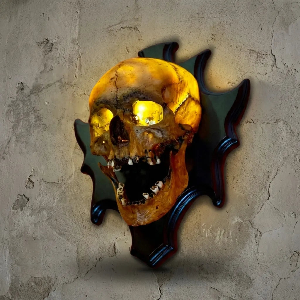 Skull Nightlight Sculpted Resin Warm LED & Integrated Sound