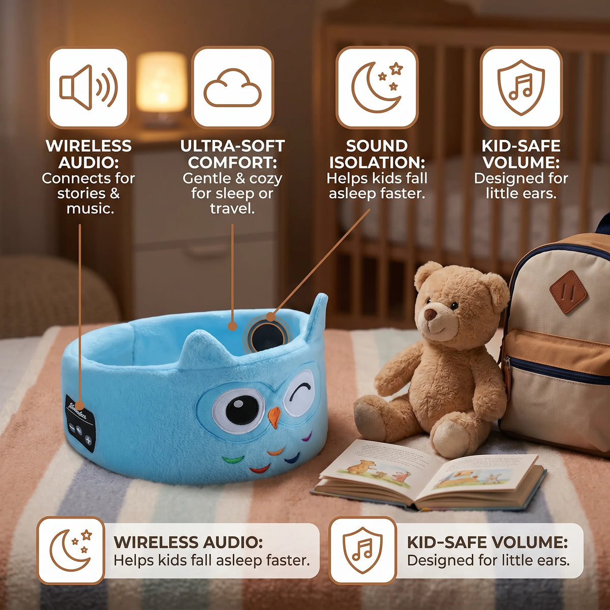 Sleep Headband Wireless Bluetooth Speakers Soft Breathable Fabric