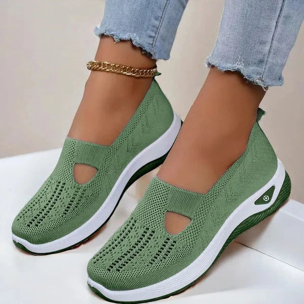 Slip-On Shoes Breathable Knit Orthopedic Footbed Non-Slip Outsole