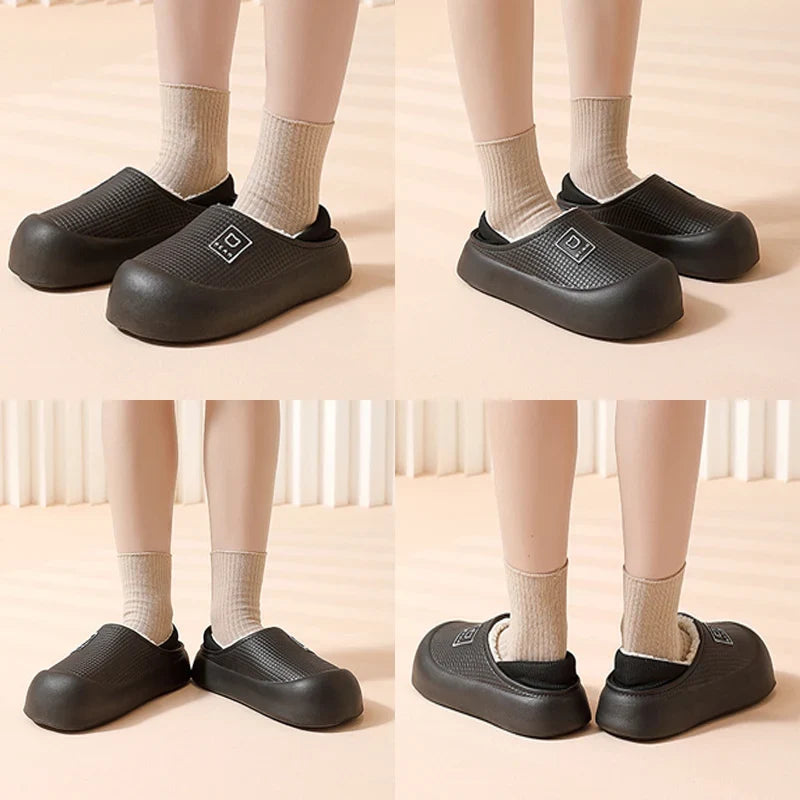 Slippers Waterproof Plush Lining Non-Slip Sole