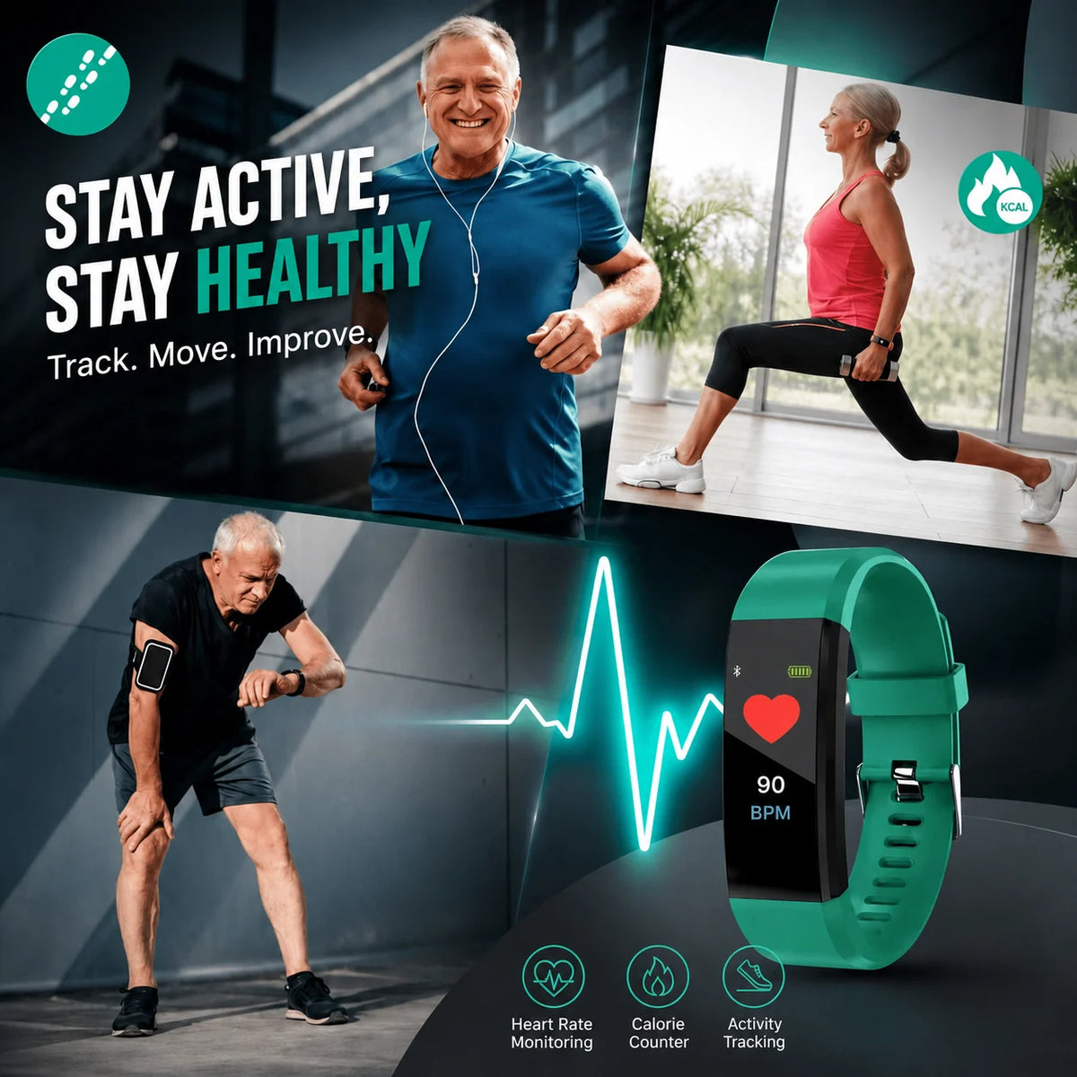 Smartwatch Large Color Screen Step & Heart Monitor