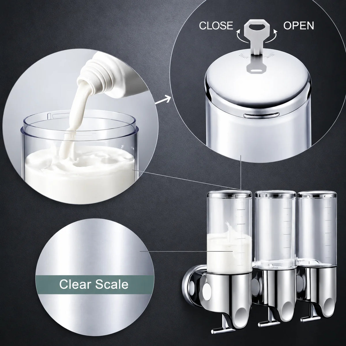 Soap Dispenser Wall-Mounted Push-Lever Fill-Level Window