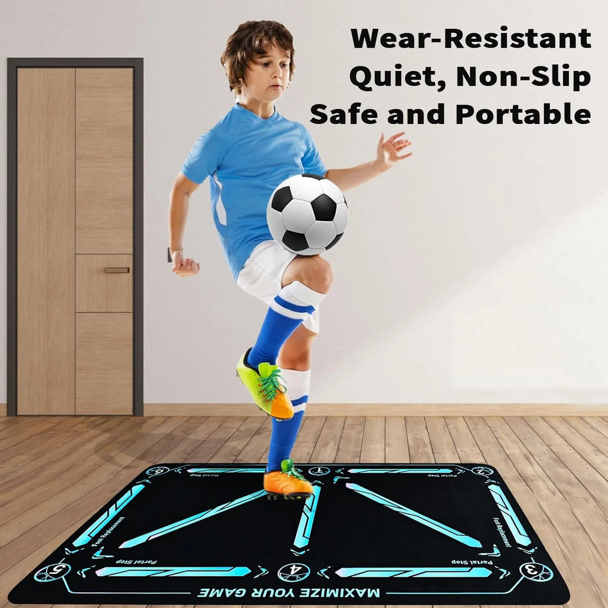 Soccer Training Mat Numbered Grid & 18-Inch Elastic Cord