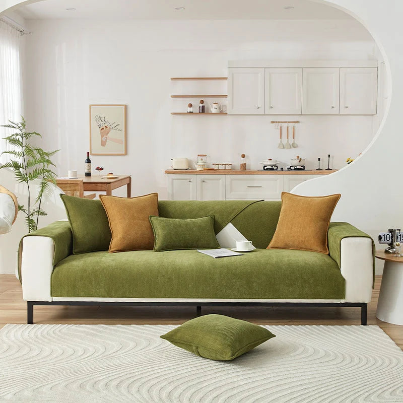 Sofa & Armchair Cover Chenille Herringbone Anti-Slip Backing