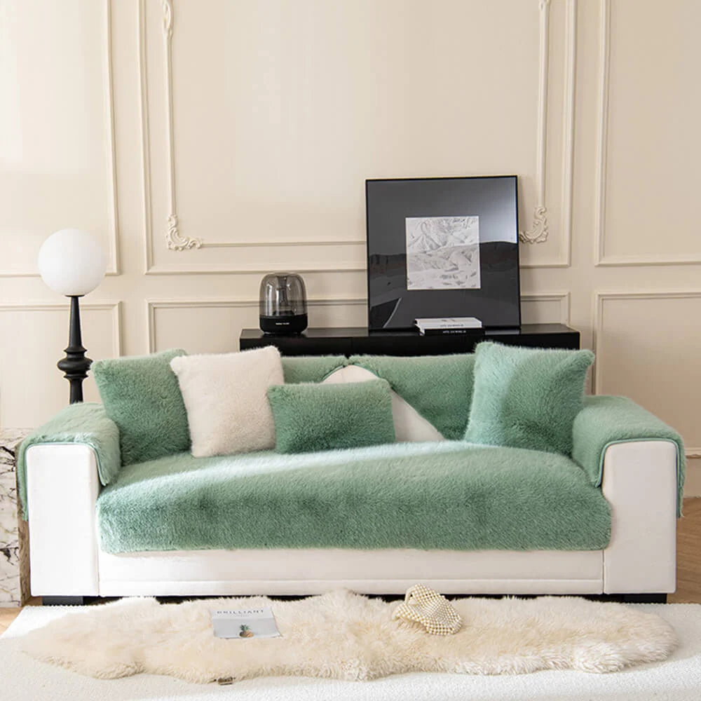 Sofa Cover Plush Faux Fur Non-Slip Machine Washable