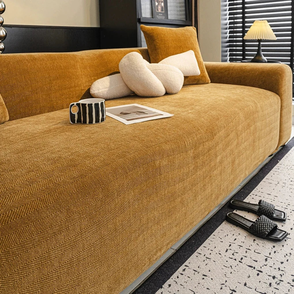 Sofa Cover Stretch-Fit Full Coverage Herringbone Machine Washable