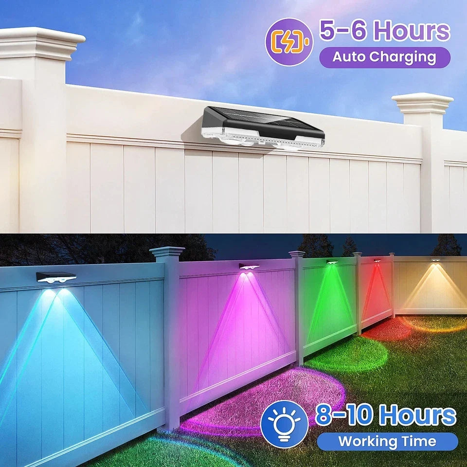Solar Fence Lights 8-Pack Automatic Dusk Sensor & Multicolor