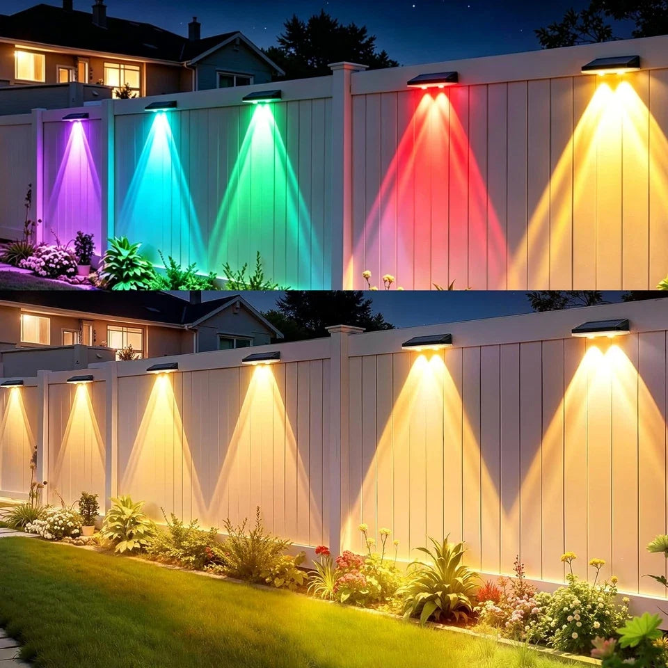 Solar Fence Lights 8-Pack Automatic Dusk Sensor & Multicolor